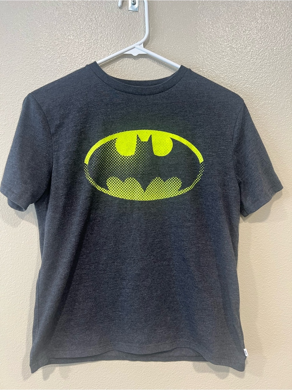 GAP Dark Gray Tee with Neon Yellow Batman Logo